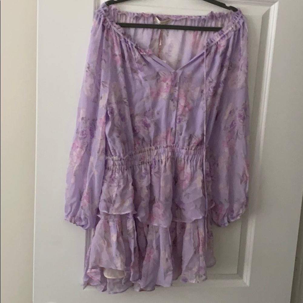 LoveShackFancy Silk Popover Dress in Hibiscus NWT